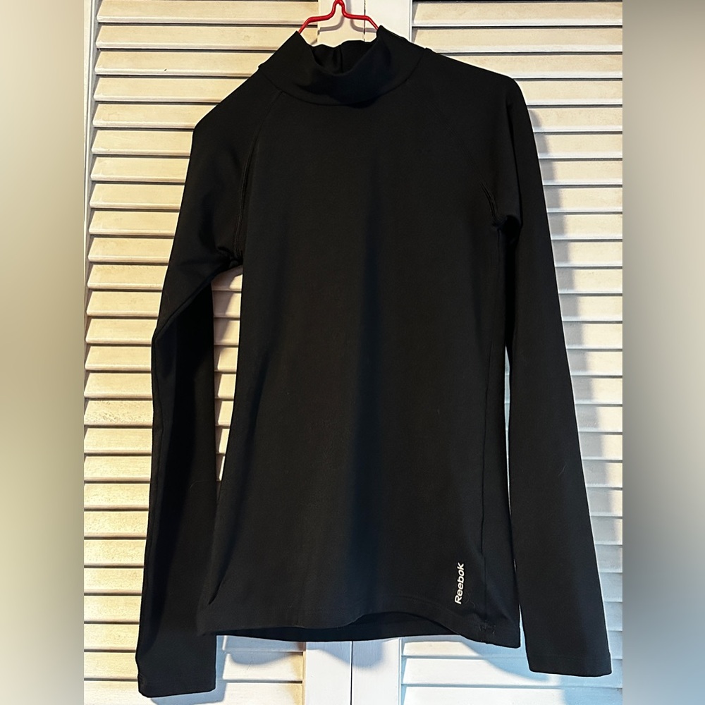 Reebok Playwarm Black Athletic Sports Long Sleeve Shirt Mock Neck Boy’s 10/12